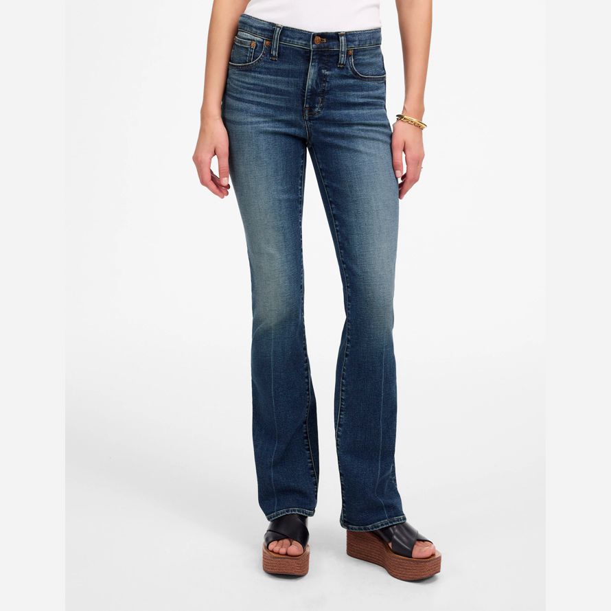 blue womens madewell coup de pied hors de pleine longueur de jeans