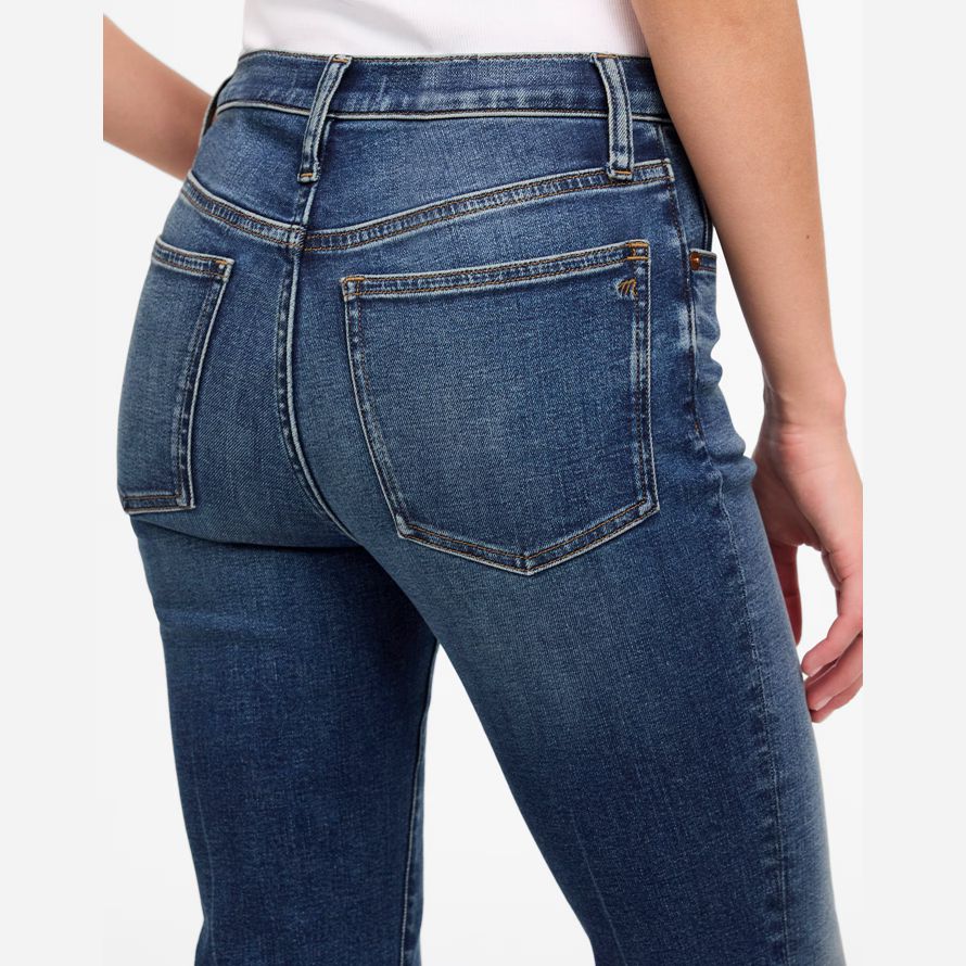 blue womens madewell coup de pied hors de pleine longueur de jeans