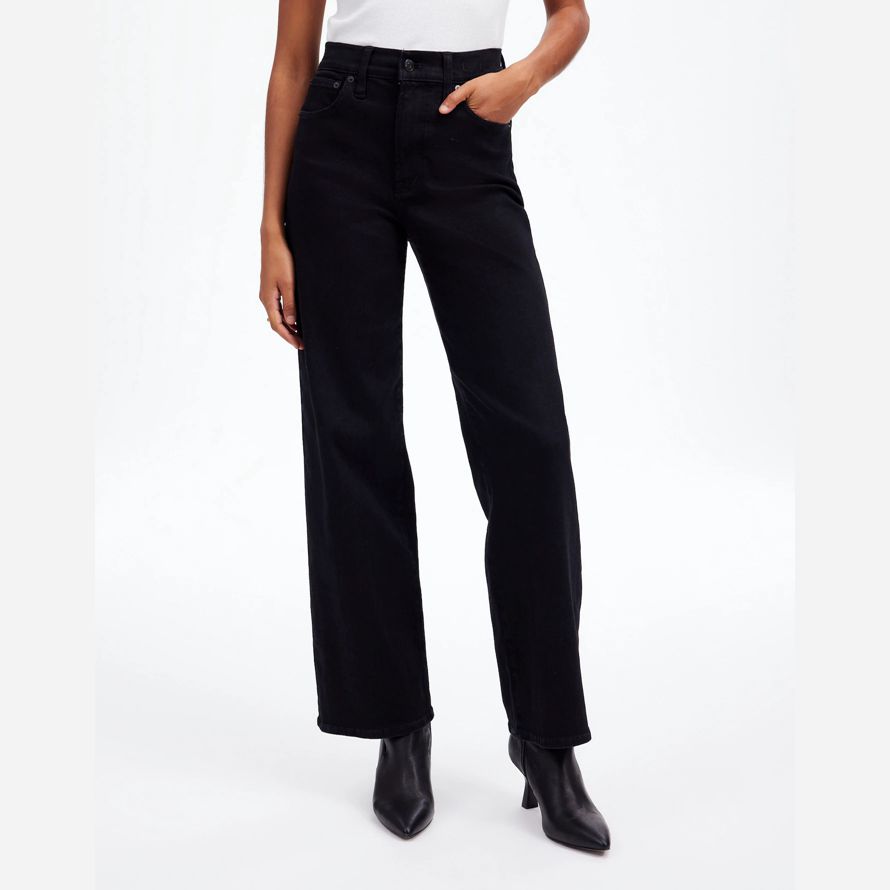 black womens madewell millésime parfait grand-leg jeans