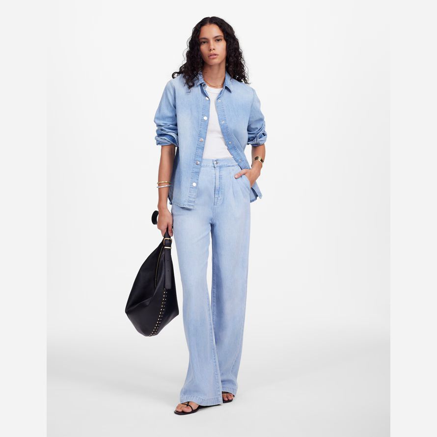 madewell harlow large-jambe womens jeans bleu clair