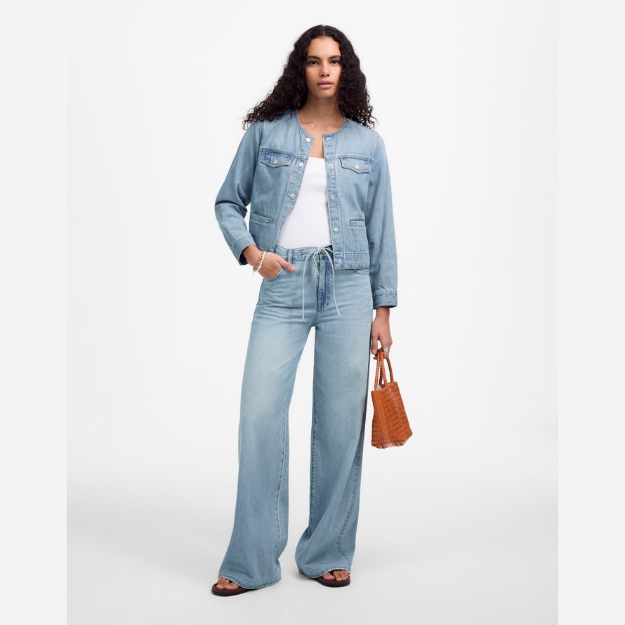 womens madewell très grand format-leg jeans bleu