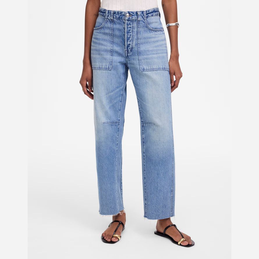 light blue womens madewell le précipitamment baril-leg jeans