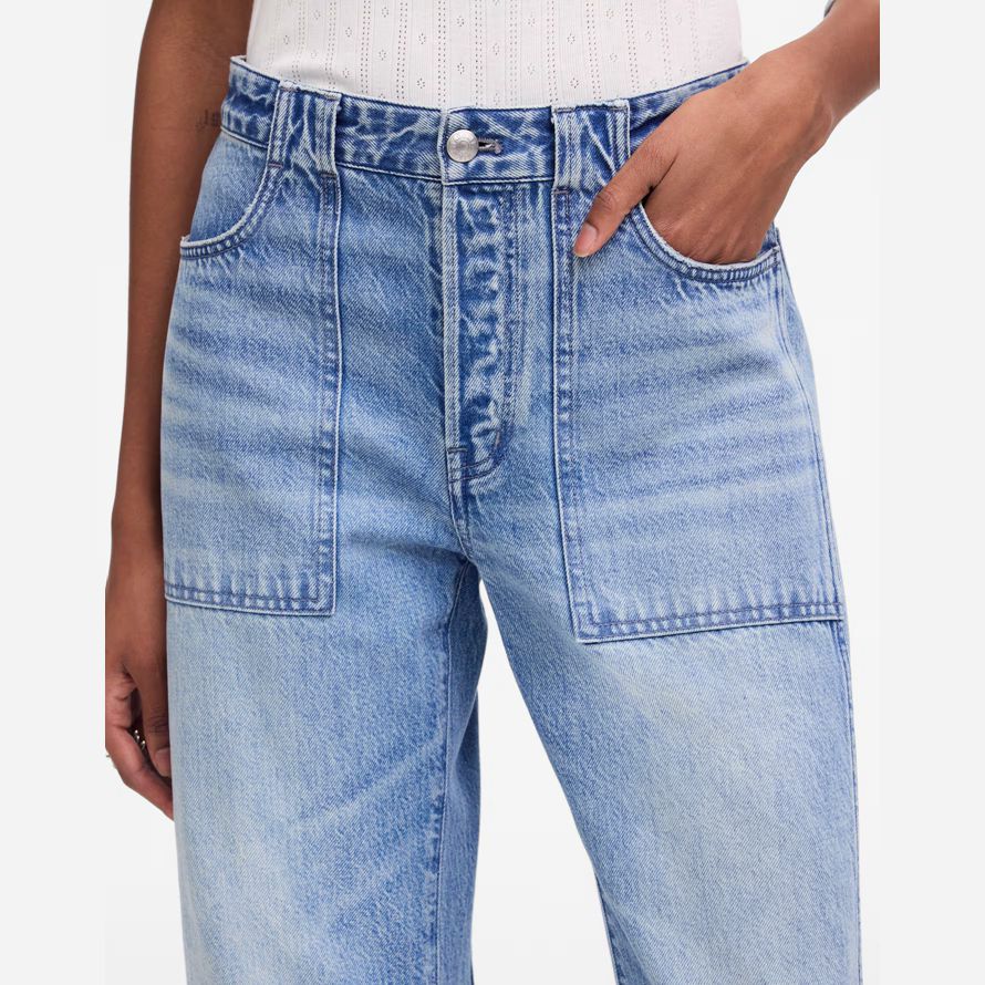light blue womens madewell le précipitamment baril-leg jeans