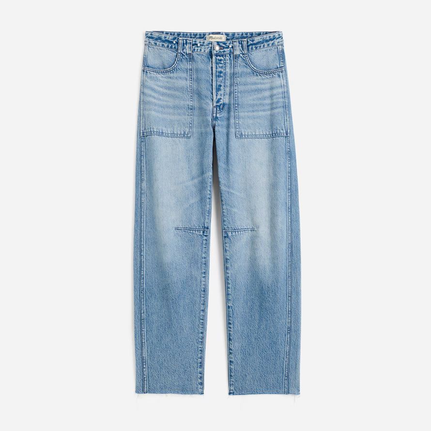 light blue womens madewell le précipitamment baril-leg jeans