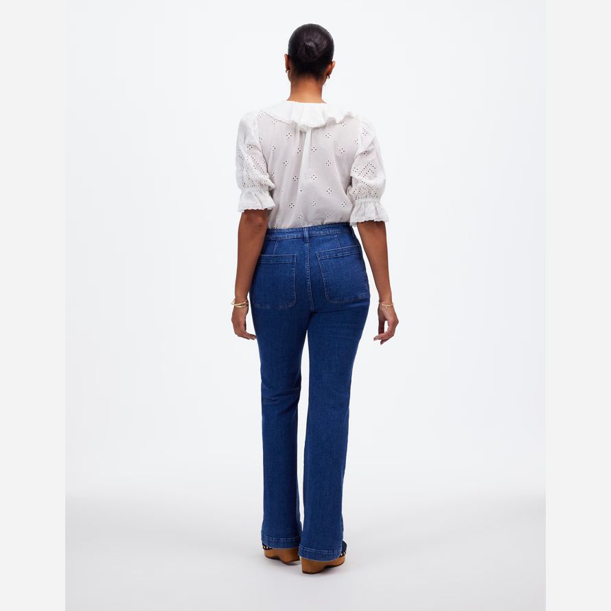 blue womens madewell curvy marché aux puces de flare jeans