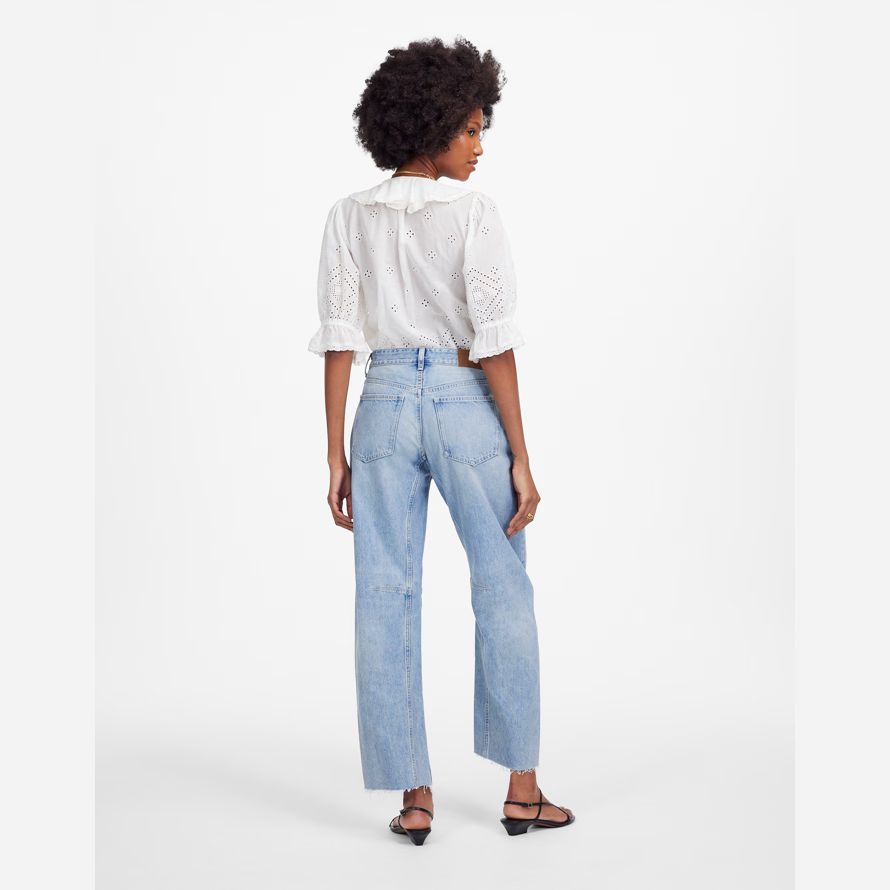 madewell le précipitamment baril-jambe womens jeans bleu clair