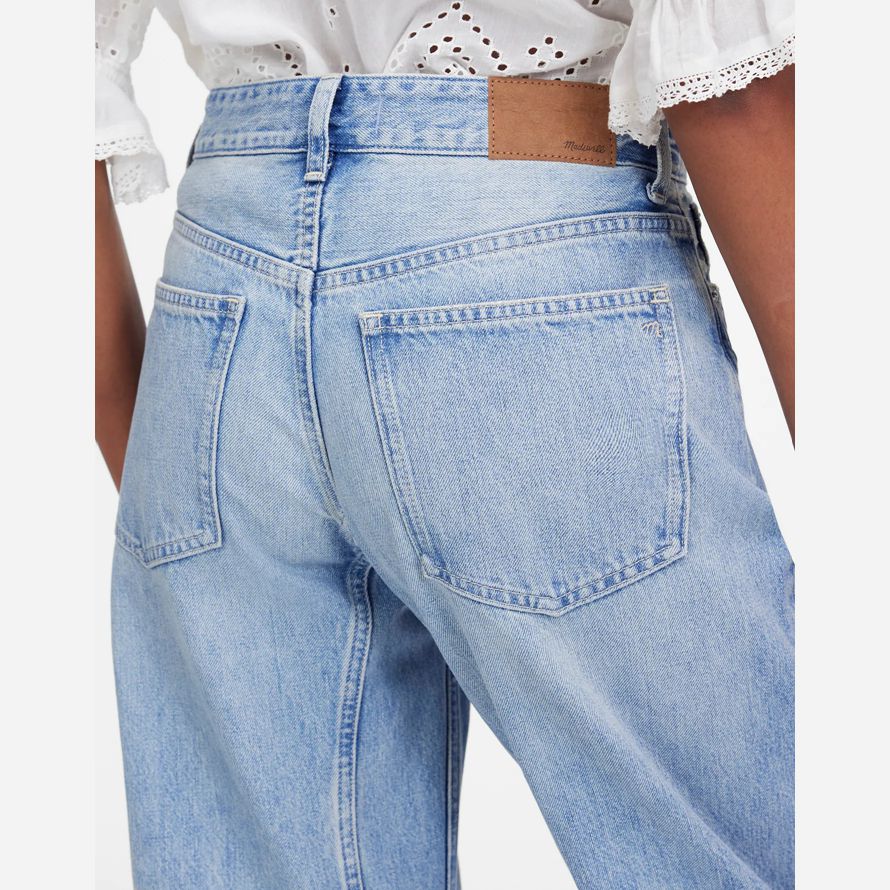 madewell le précipitamment baril-jambe womens jeans bleu clair