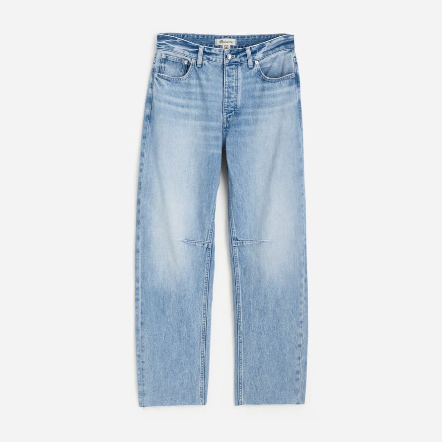 madewell le précipitamment baril-jambe womens jeans bleu clair