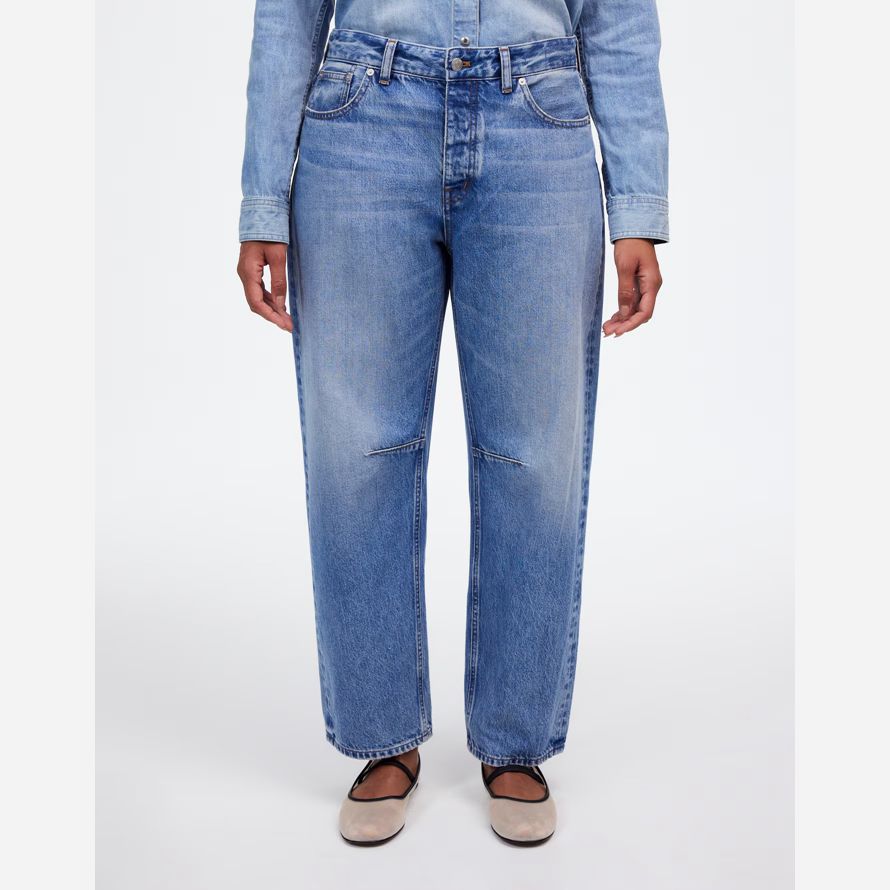 blue womens madewell les courbes de sÉlança baril-leg jeans