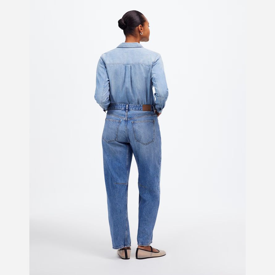 blue womens madewell les courbes de sÉlança baril-leg jeans