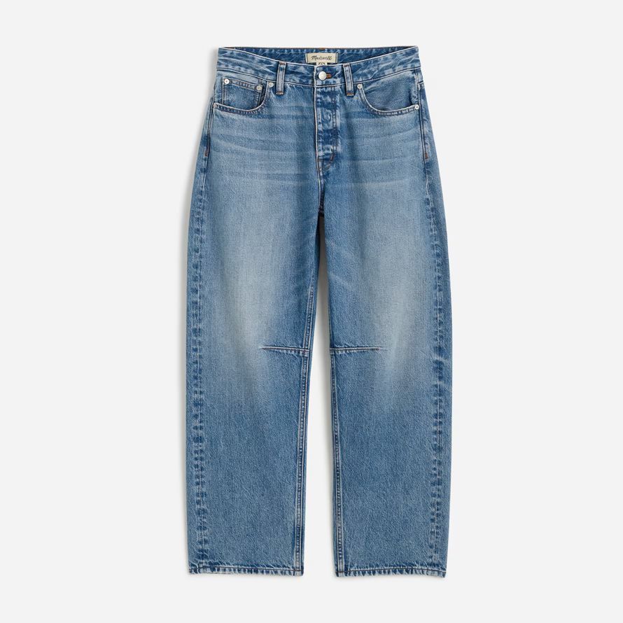 blue womens madewell les courbes de sÉlança baril-leg jeans
