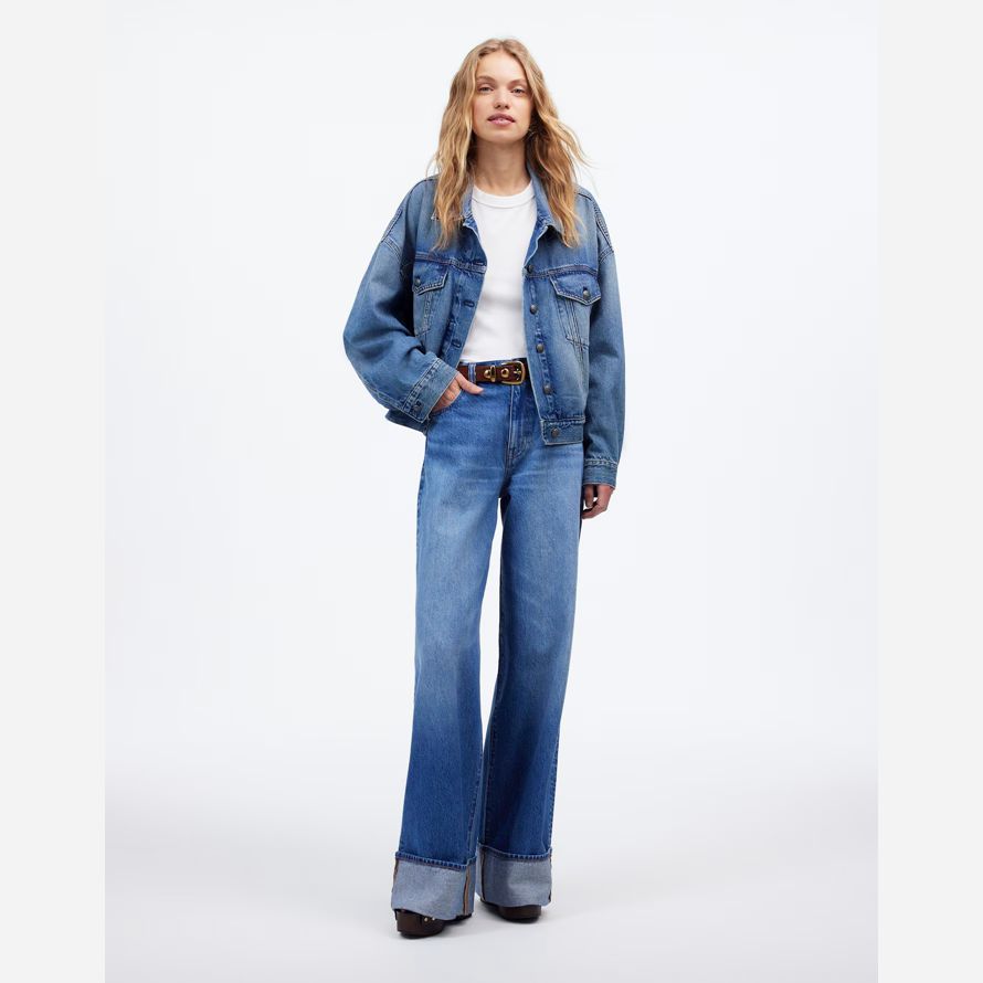 womens madewell des années 90 très grand format-leg jeans bleu