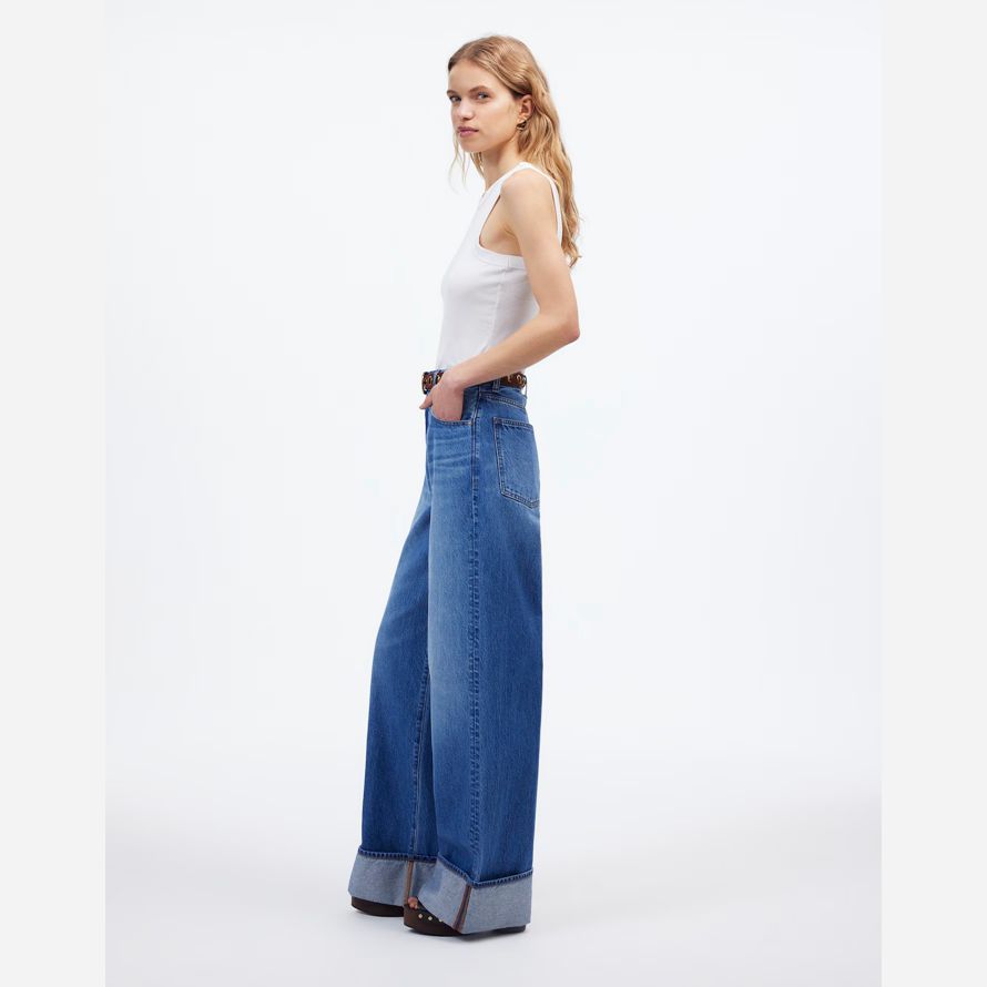 womens madewell des années 90 très grand format-leg jeans bleu
