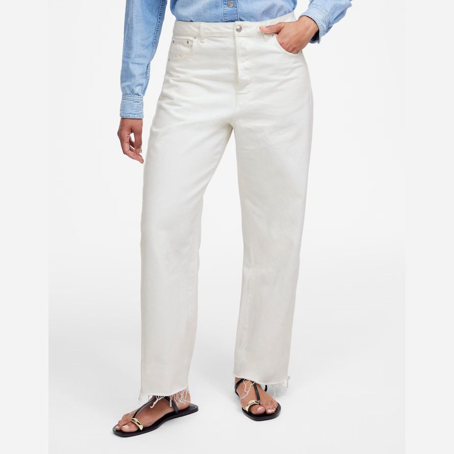 womens madewell les courbes reconstitué baril-leg jeans blanc
