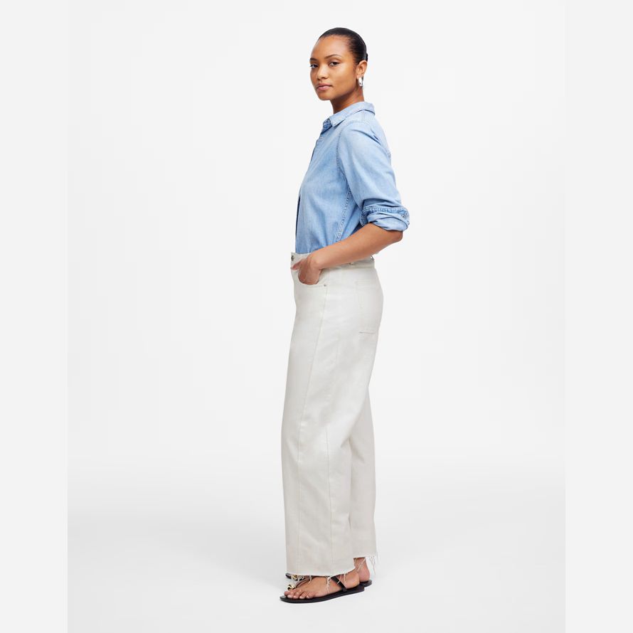 womens madewell les courbes reconstitué baril-leg jeans blanc