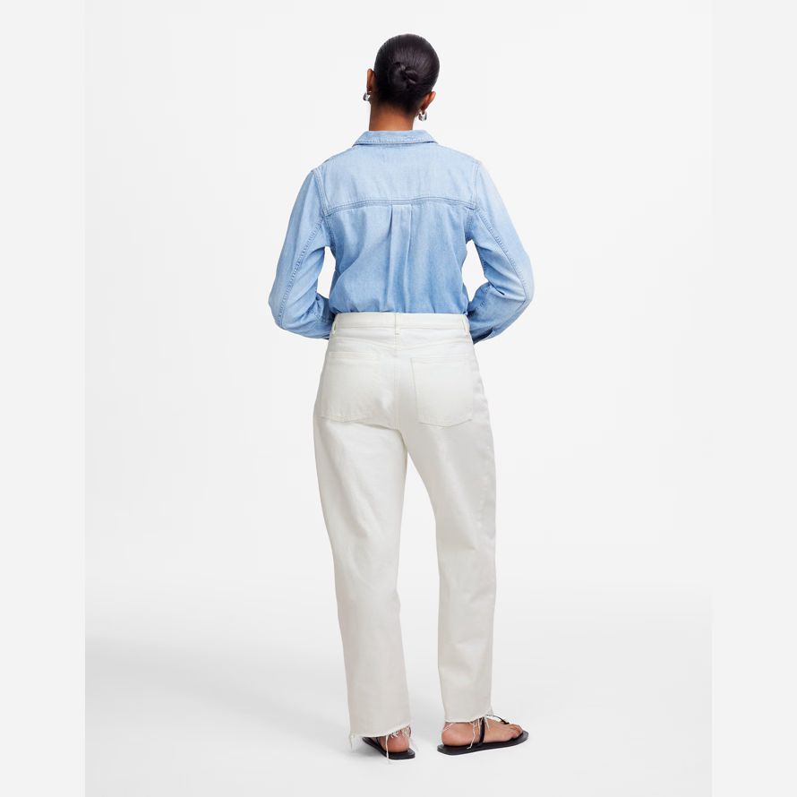 womens madewell les courbes reconstitué baril-leg jeans blanc