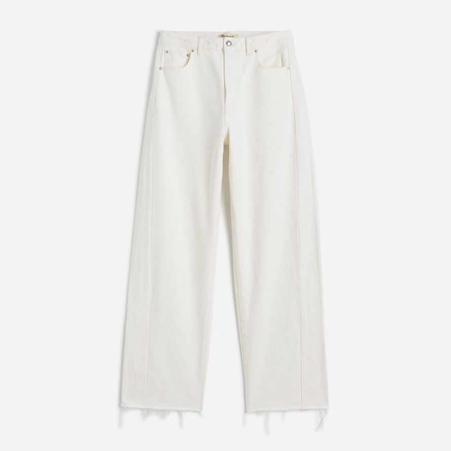 womens madewell les courbes reconstitué baril-leg jeans blanc
