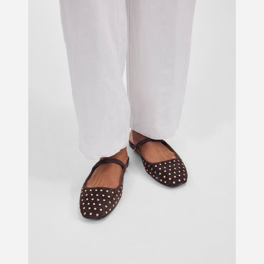 madewell le greta ballet plat de mule womens chocolat