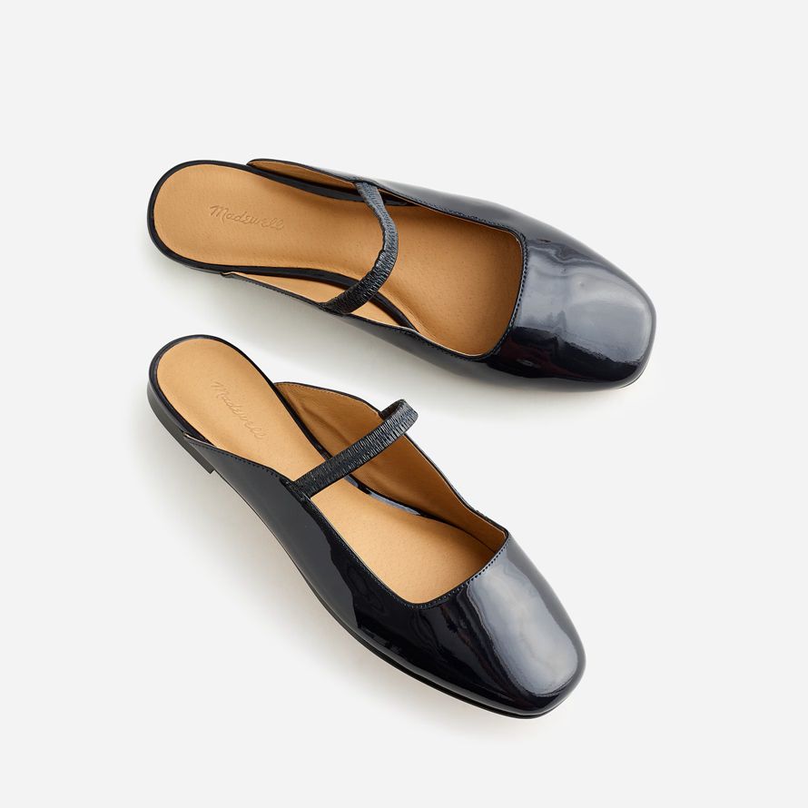 noir madewell le greta ballet plat de mule womens