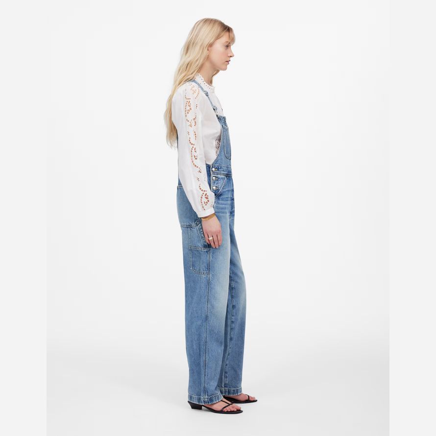 womens madewell denim décontracté charpentier salopette bleu