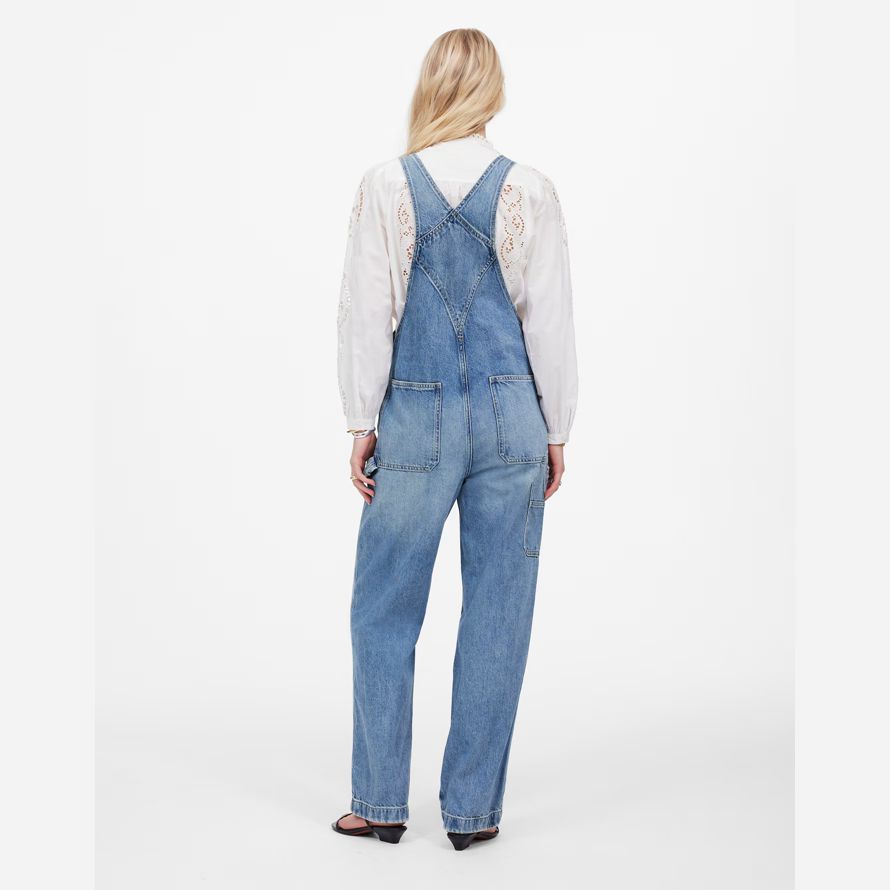 womens madewell denim décontracté charpentier salopette bleu