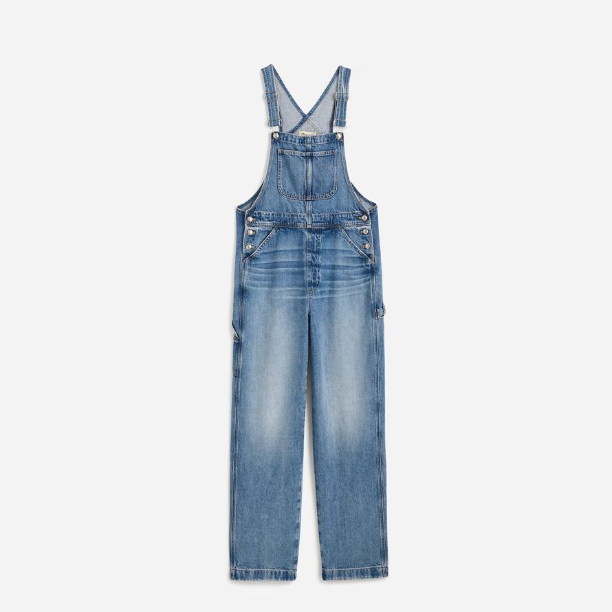 womens madewell denim décontracté charpentier salopette bleu