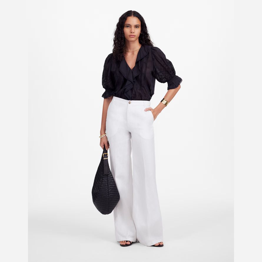 madewell la zoe détendue vaste womens pantalon blanc