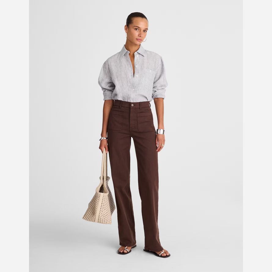 brun foncé madewell lemmett large-jambe womens pantalon