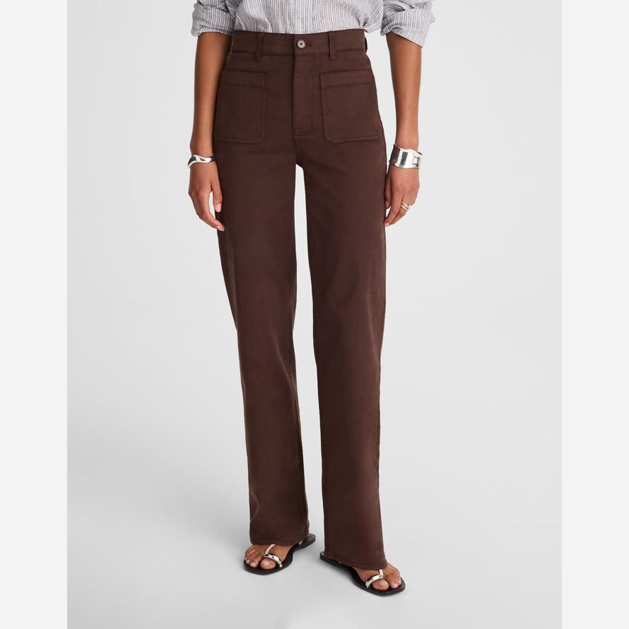 brun foncé madewell lemmett large-jambe womens pantalon