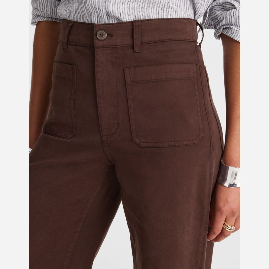 brun foncé madewell lemmett large-jambe womens pantalon