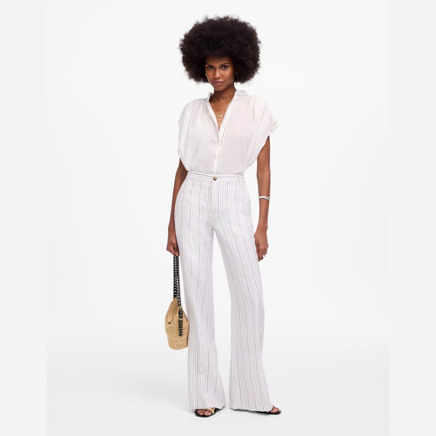 white blue womens madewell la zoe détendu pantalon large