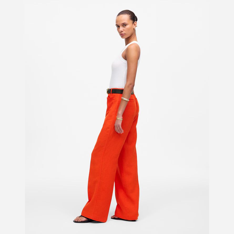 womens madewell patch poche de pantalon flare orange rouge