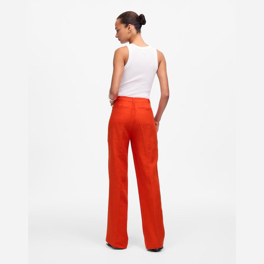 womens madewell patch poche de pantalon flare orange rouge