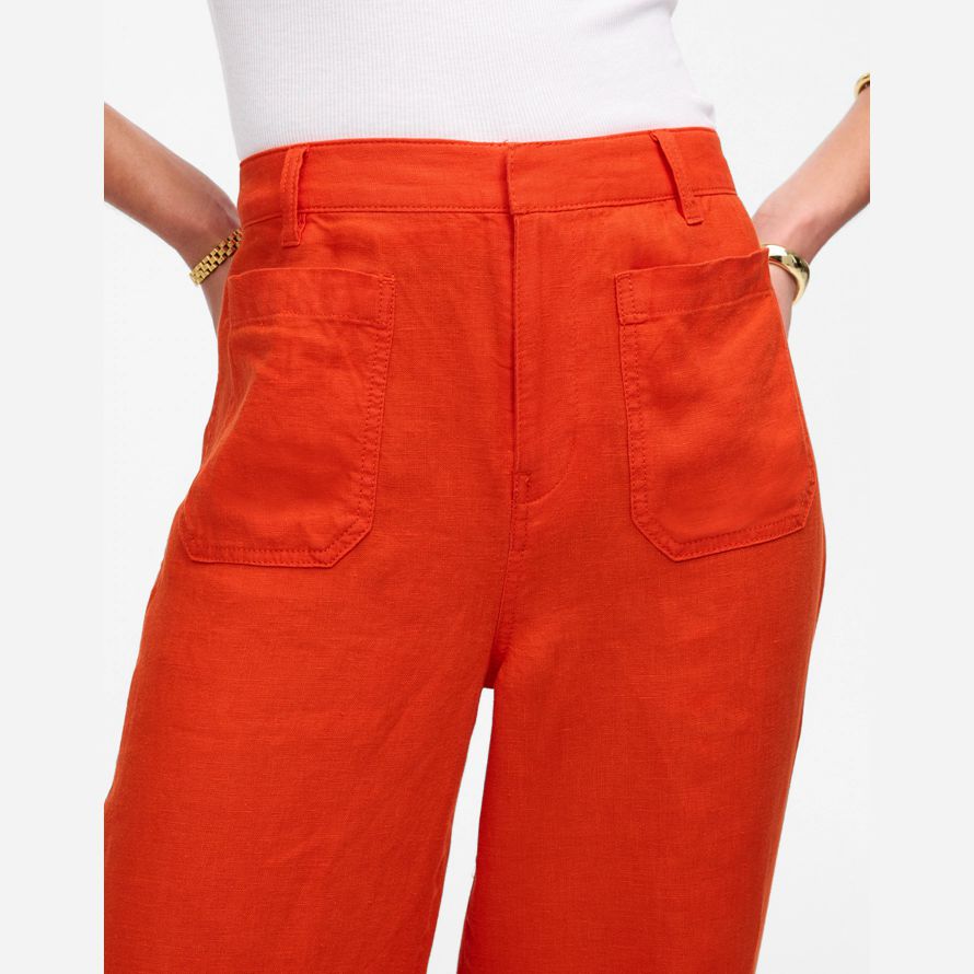 womens madewell patch poche de pantalon flare orange rouge