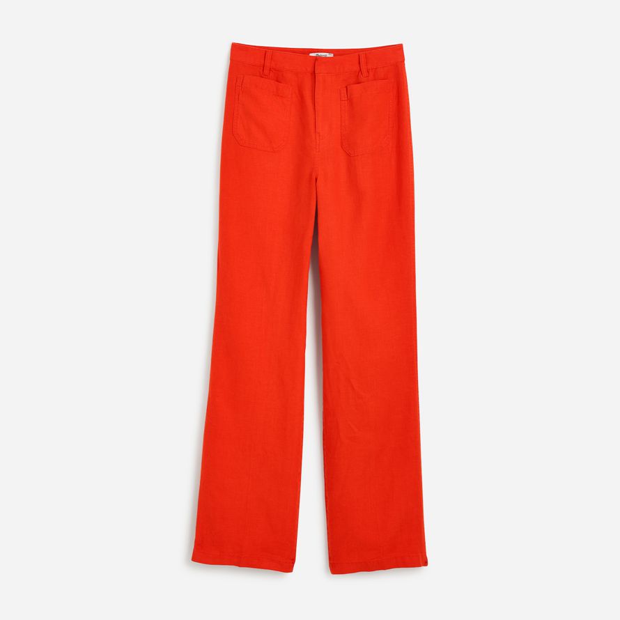 womens madewell patch poche de pantalon flare orange rouge