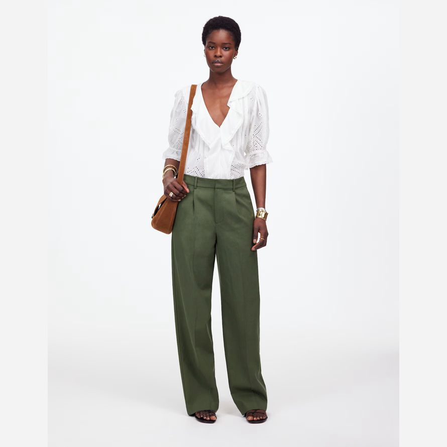 madewell slouchy droite womens pantalon vert