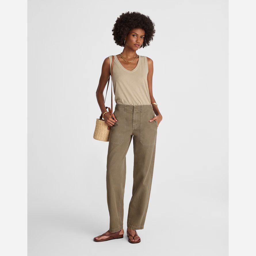 kaki madewell conique-jambe utilitaire womens pantalon