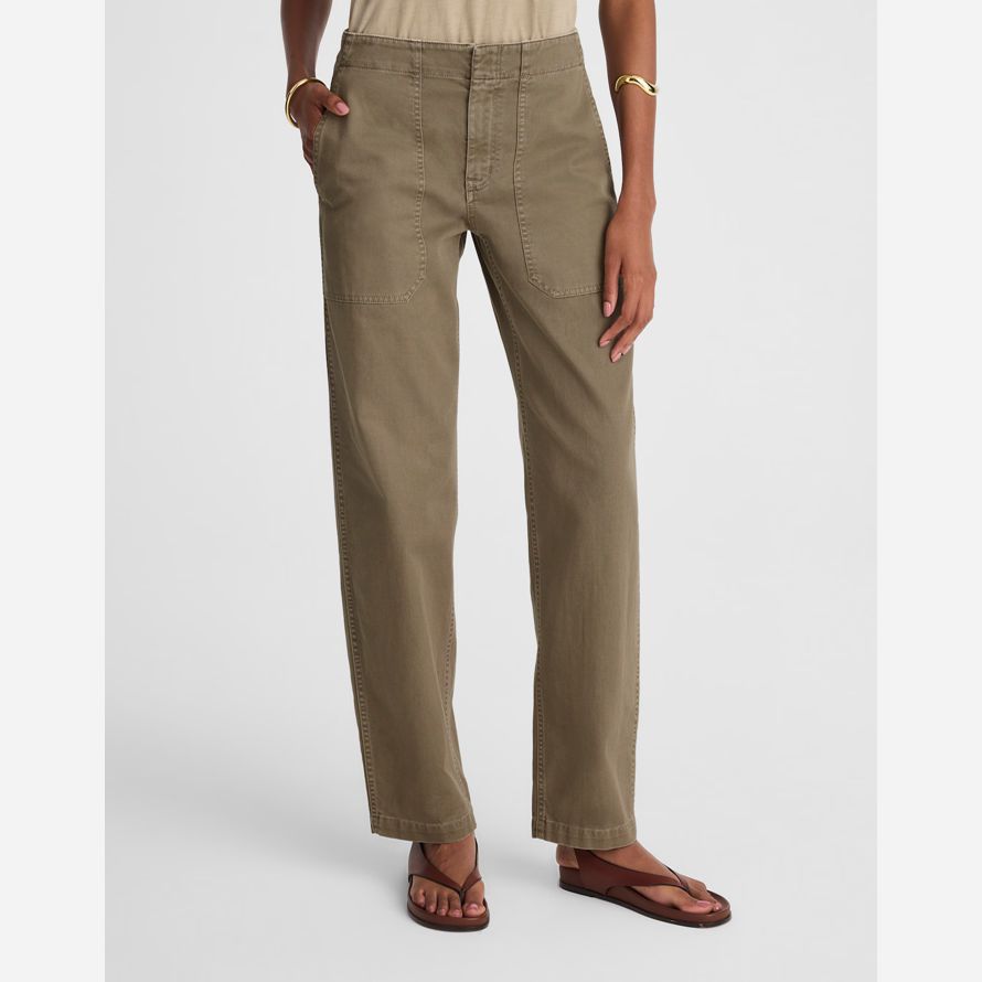 kaki madewell conique-jambe utilitaire womens pantalon