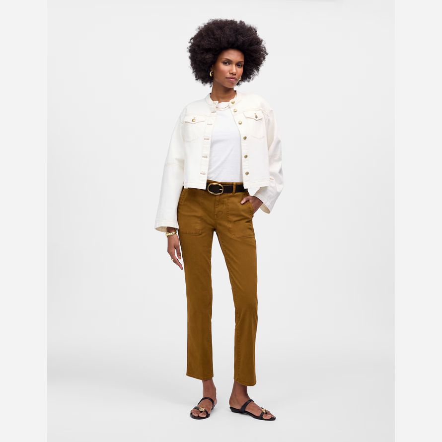 brun womens madewell le slim straight utilitaire pantalon