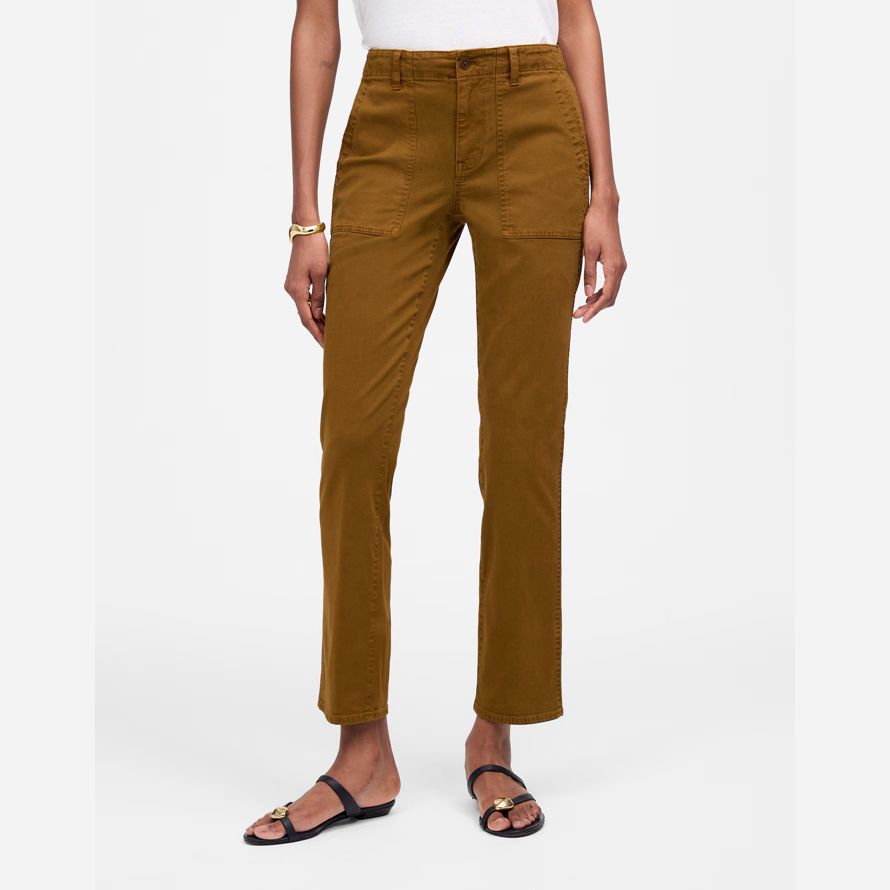 brun womens madewell le slim straight utilitaire pantalon