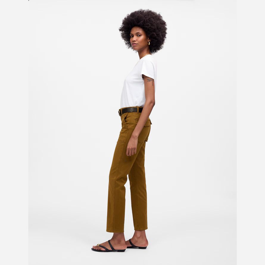 brun womens madewell le slim straight utilitaire pantalon