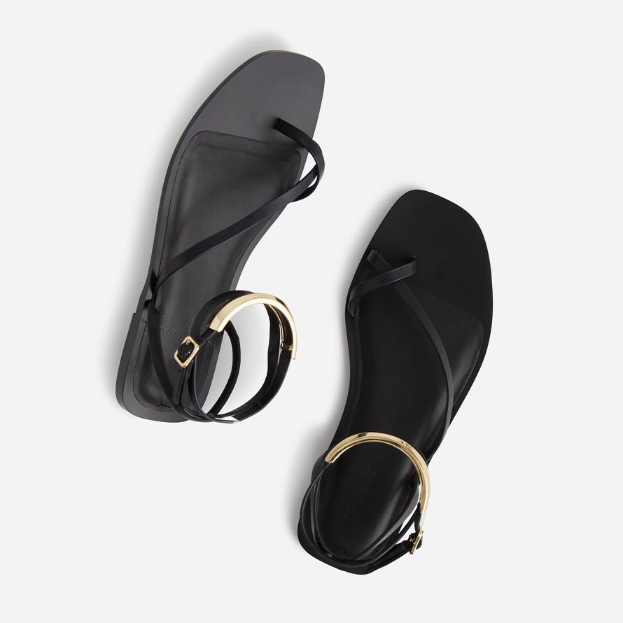 noir madewell le vira bracelet de cheville-wrap en cuir sandales pour femmes