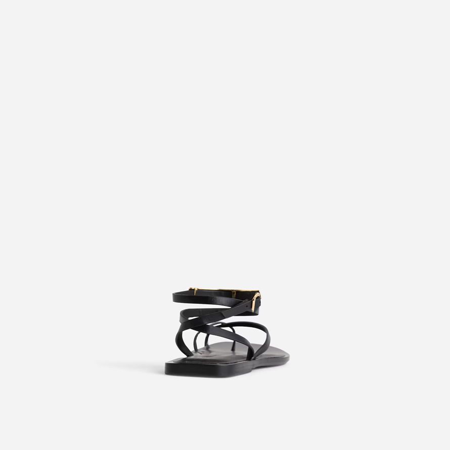 noir madewell le vira bracelet de cheville-wrap en cuir sandales pour femmes