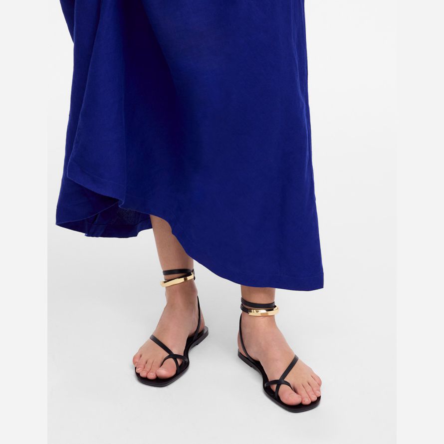 noir madewell le vira bracelet de cheville-wrap en cuir sandales pour femmes