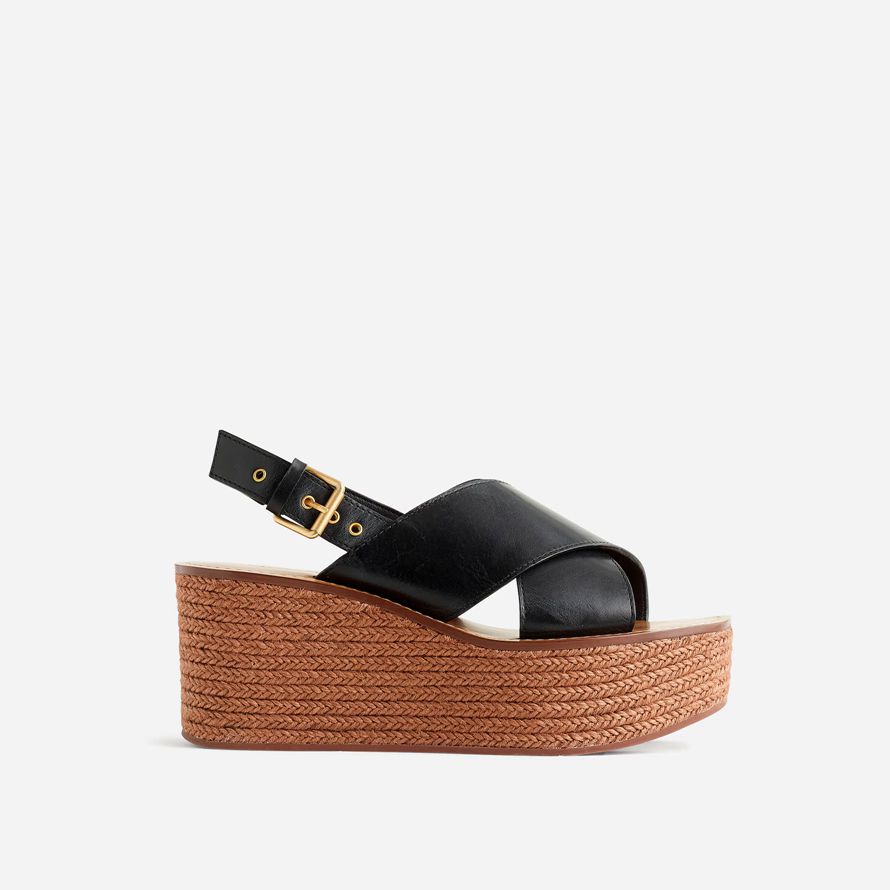 womens madewell lamee sandales compensées noir