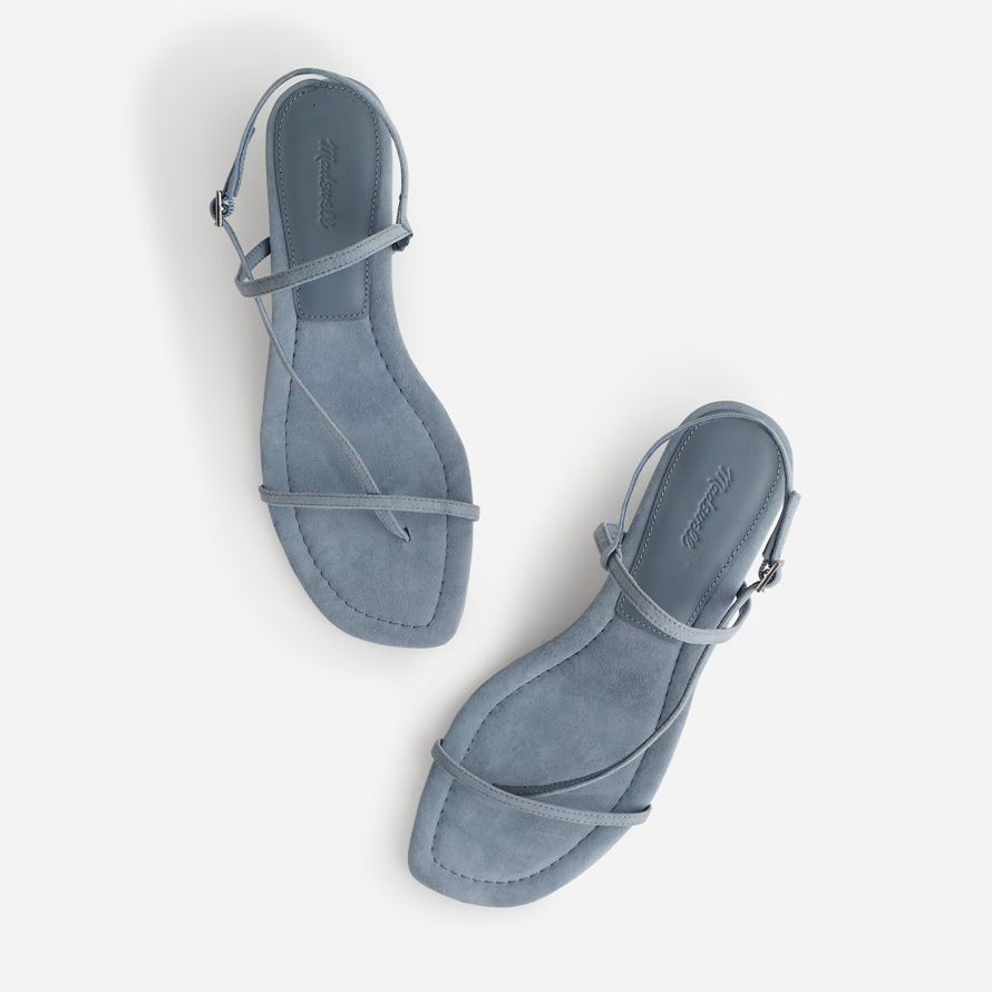 bleu gris womens madewell la maycie asymétrique t-strap sandales