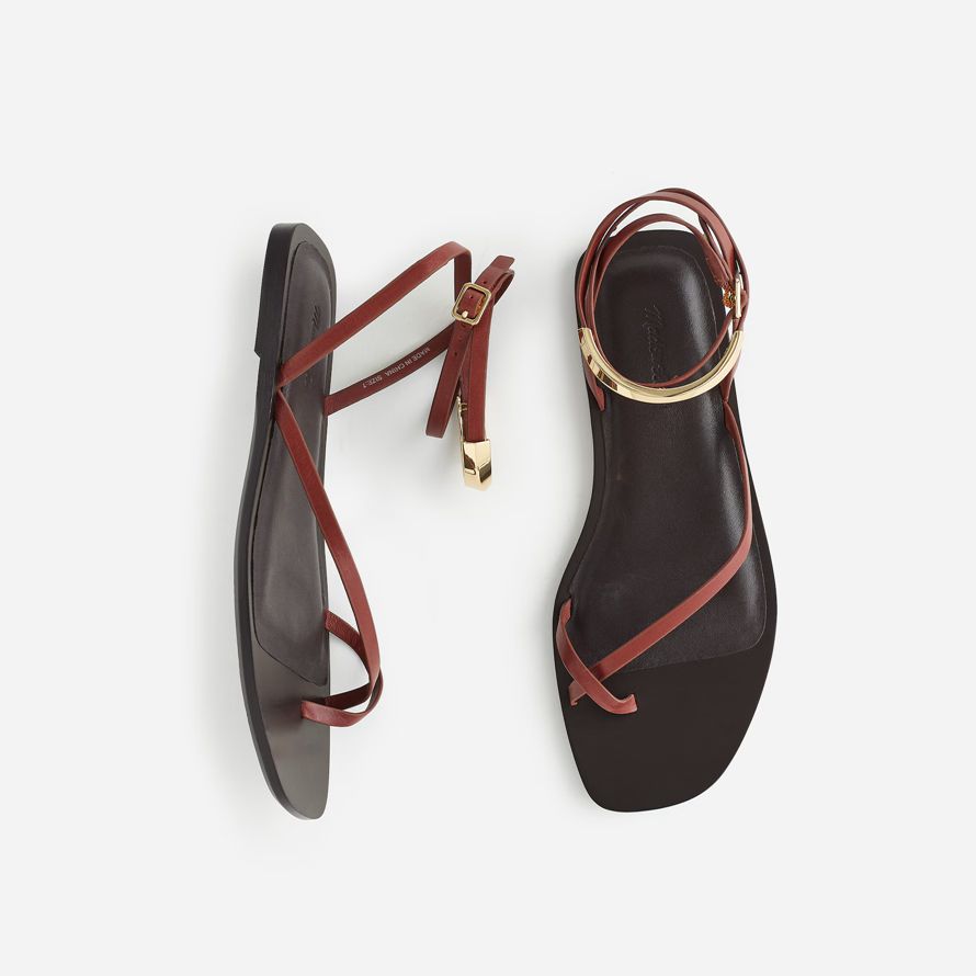 brun madewell le vira bracelet de cheville-wrap en cuir sandales pour femmes