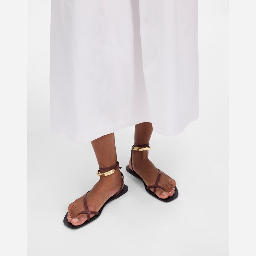 brun madewell le vira bracelet de cheville-wrap en cuir sandales pour femmes