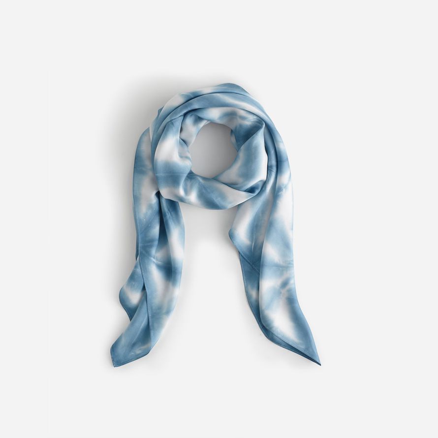 blue white womens madewell teintés À la main surdimensionné foulard de soie