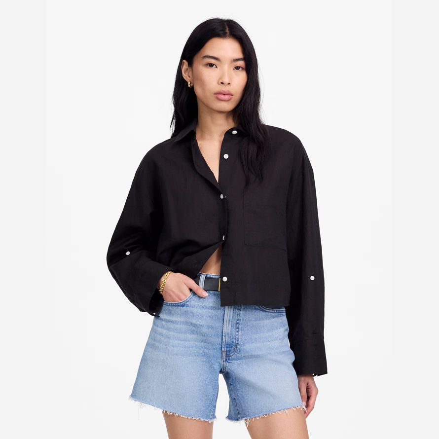 madewell droite ourlet womens shirts noir